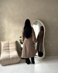 Rosh Mocha Belted Balloon Sleeve Plain Jacket
