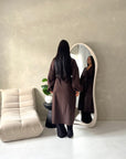 Rosh Brown Belted Balloon Sleeve Plain Jacket