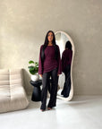Aura Plum Lace Detail Lined Tie Back Top