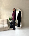 Aura Plum Lace Detail Lined Tie Back Top