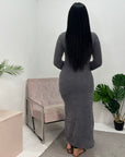 Kaina Grey Soft Fur Maxi Dress