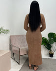 Kaina Camel Soft Fur Maxi Dress