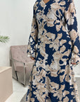 Fumi Navy Floral Print Lined Dress