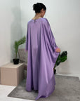 Haniya Lilac Fur Trim Kaftan Dress