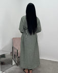 Faska Khaki Summer Long Shirt Dress with Side Tie in Linen