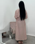 Faska Pink Summer Long Shirt Dress with Side Tie in Linen