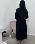 Faska Black Summer Long Shirt Dress with Side Tie in Linen