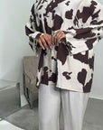 Noura Chocolate Floral Linen Printed Co-ord Set with Plain Trouser
