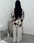 Noura Chocolate Floral Linen Printed Co-ord Set with Plain Trouser