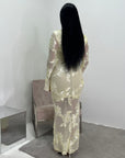 Hari Yellow Elegant Summer Floral Lined Modest Dress Flare Sleeve