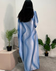 Nadia Blue Tie Dye Print 1/2 Sleeve 1/2 Kaftan Dress