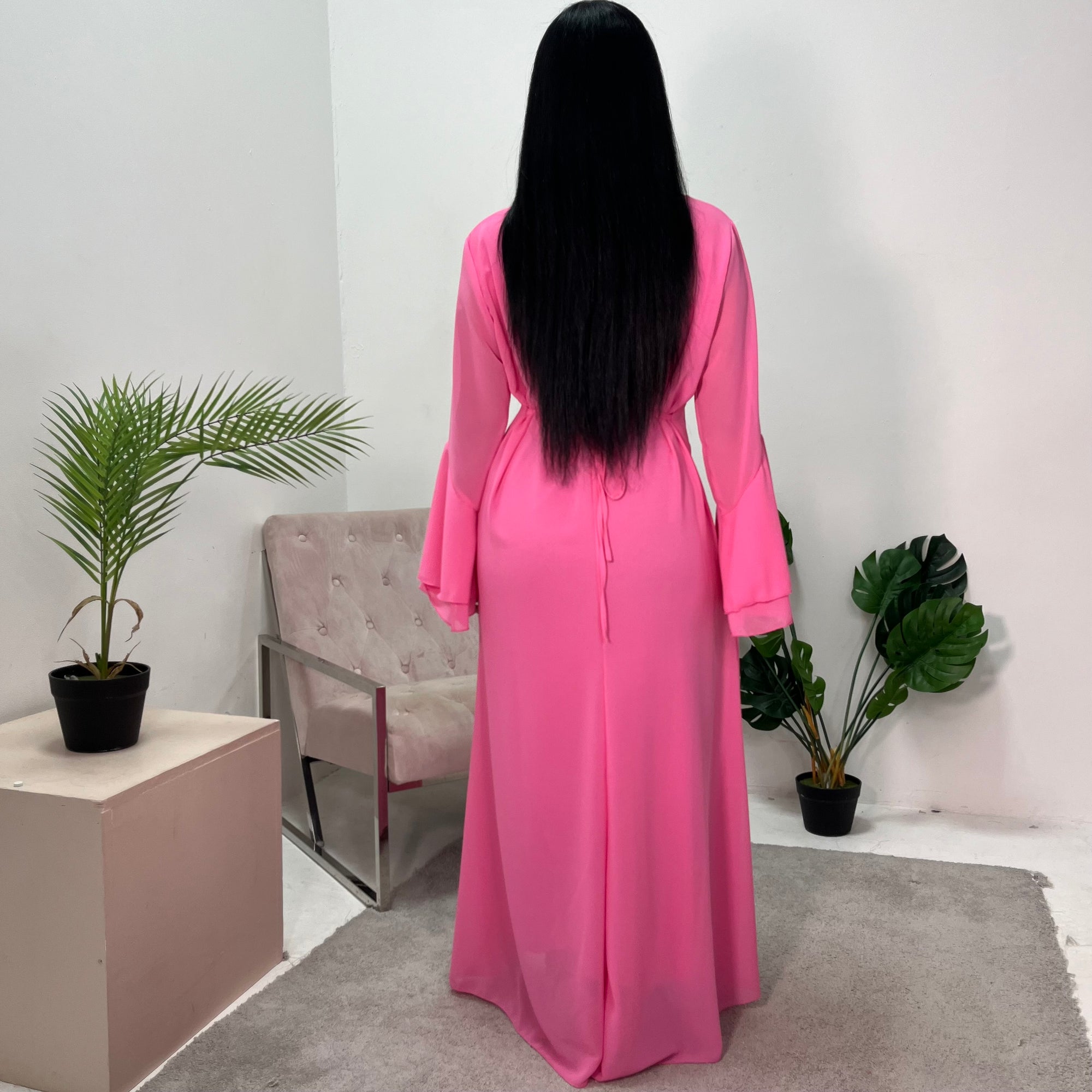 Anika Hot Pink Premium Lined Chiffon Summer Dress House Of Haniya Anika Hot Pink Premium Lined Chiffon Summer Dress House Of Haniya
