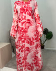 Kara Red Floral Premium Lined Chiffon Summer Dress