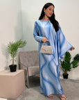 Nadia Blue Tie Dye Print 1/2 Sleeve 1/2 Kaftan Dress