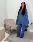 Mona Denim V-Neck Oversized Fit Trouser Co-ord Set