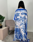 Saniyah Blue Floral Slit Sleeve Kaftan Dress