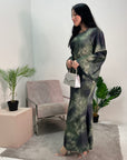 Erum Green Tie Dye Flared Sleeve Dress