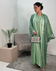 Meher Mint Premium Mesh Kimono Jacket & Satin Dress