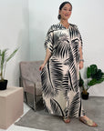 Kyra Black Printed Summer V-Neck Kaftan Dress