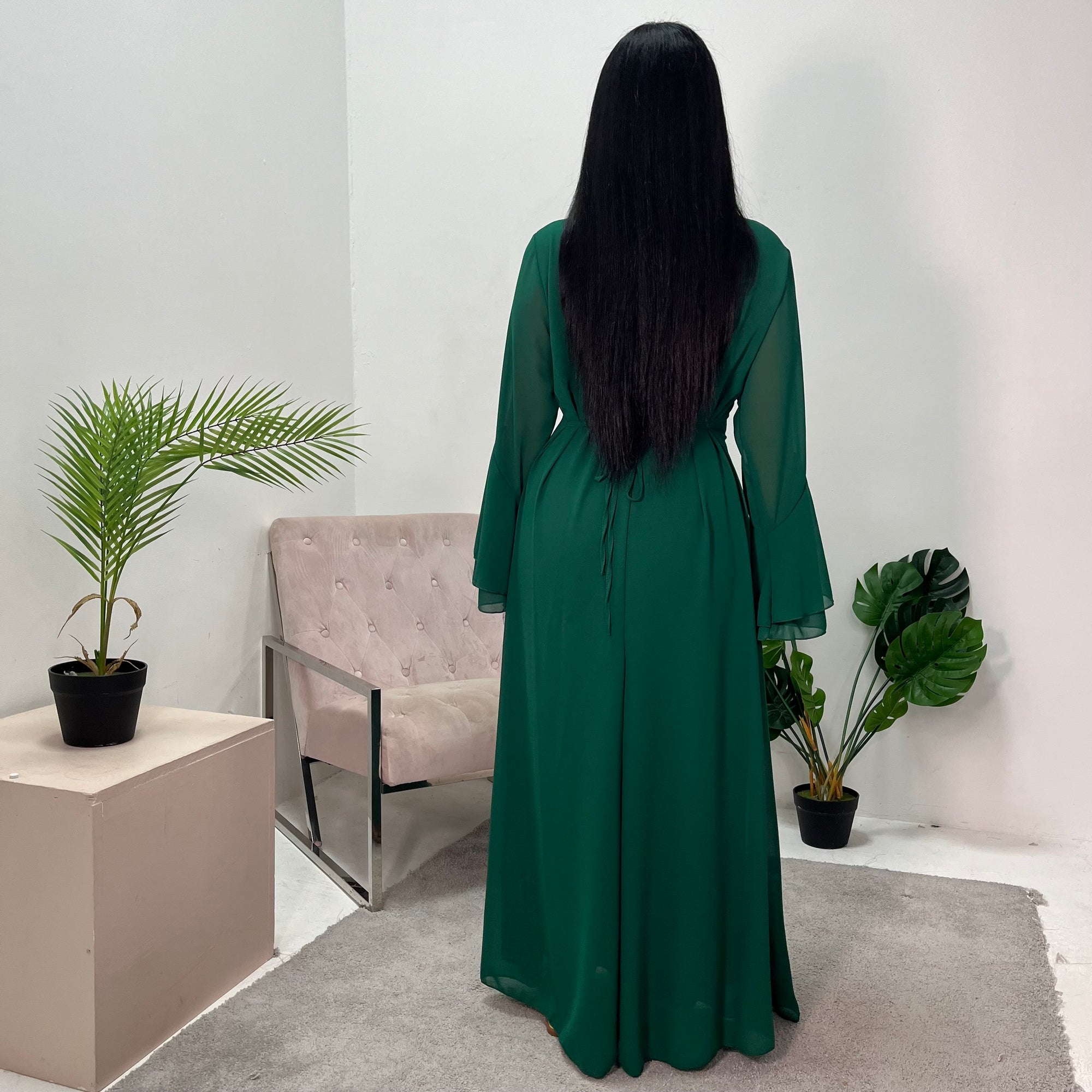Anika Emerald Green Premium Lined Chiffon Summer Dress House Of Haniya Anika Emerald Green Premium Lined Chiffon Summer Dress House Of Haniya