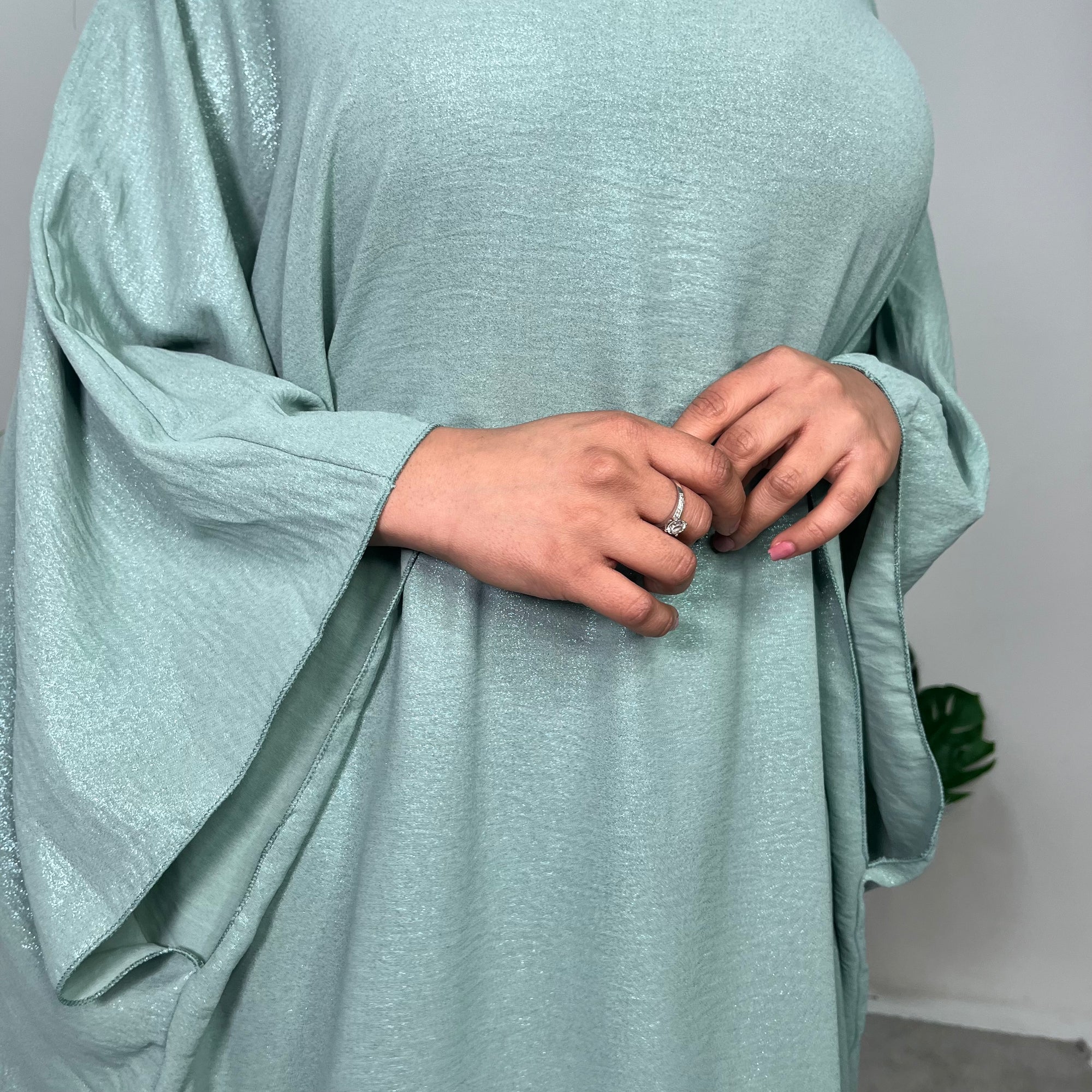 Ayra Mint Shimmer Tie Kaftan Dress