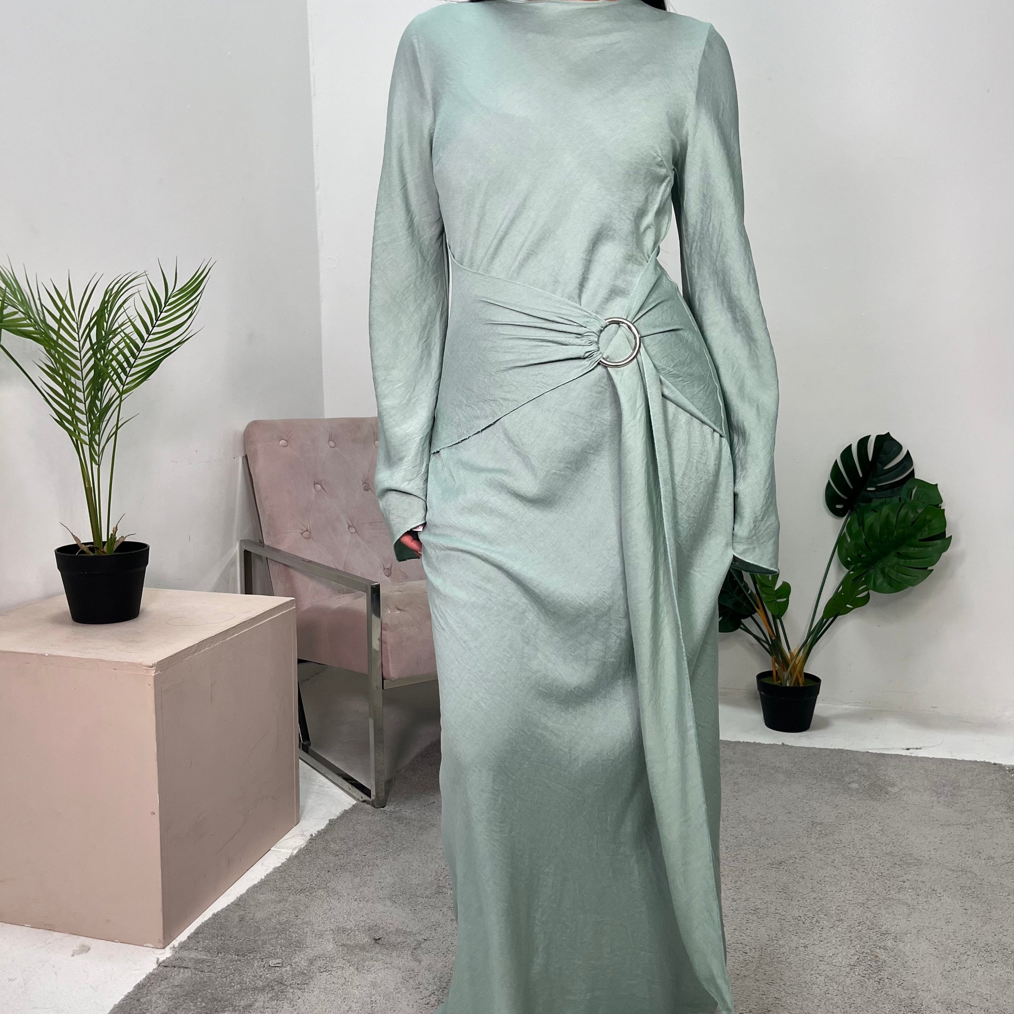 Yasmina Mint Linen Buckle Tie Waist Dress House Of Haniya Yasmina Mint Linen Buckle Tie Waist Dress House Of Haniya