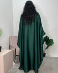 Jhanvi Emerald Green Fur Sleeve Belted Cape Kaftan Dress