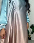 Henna Contrast Satin Tie Kaftan Dress