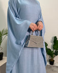 Farah Sky Blue Basic Tie Kaftan Dress