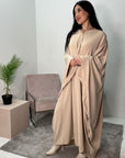 Nailah Beige Premium Batwing Abaya Modest Dress