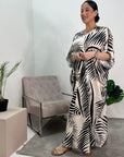 Kyra Black Printed Summer V-Neck Kaftan Dress