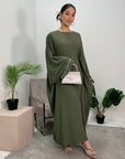 Nars Khaki Diamante Sleeve Kaftan Dress