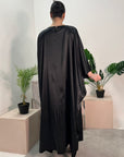 Sehr Black Quality Satin Plain Tie kaftan Dress