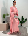 Zayna Light Pink Shimmer Tie Kaftan Dress