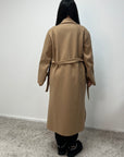 Kaira Camel Collar Buttoned Belted Coat