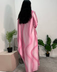 Nadia Pink Tie Dye Print 1/2 Sleeve 1/2 Kaftan Dress