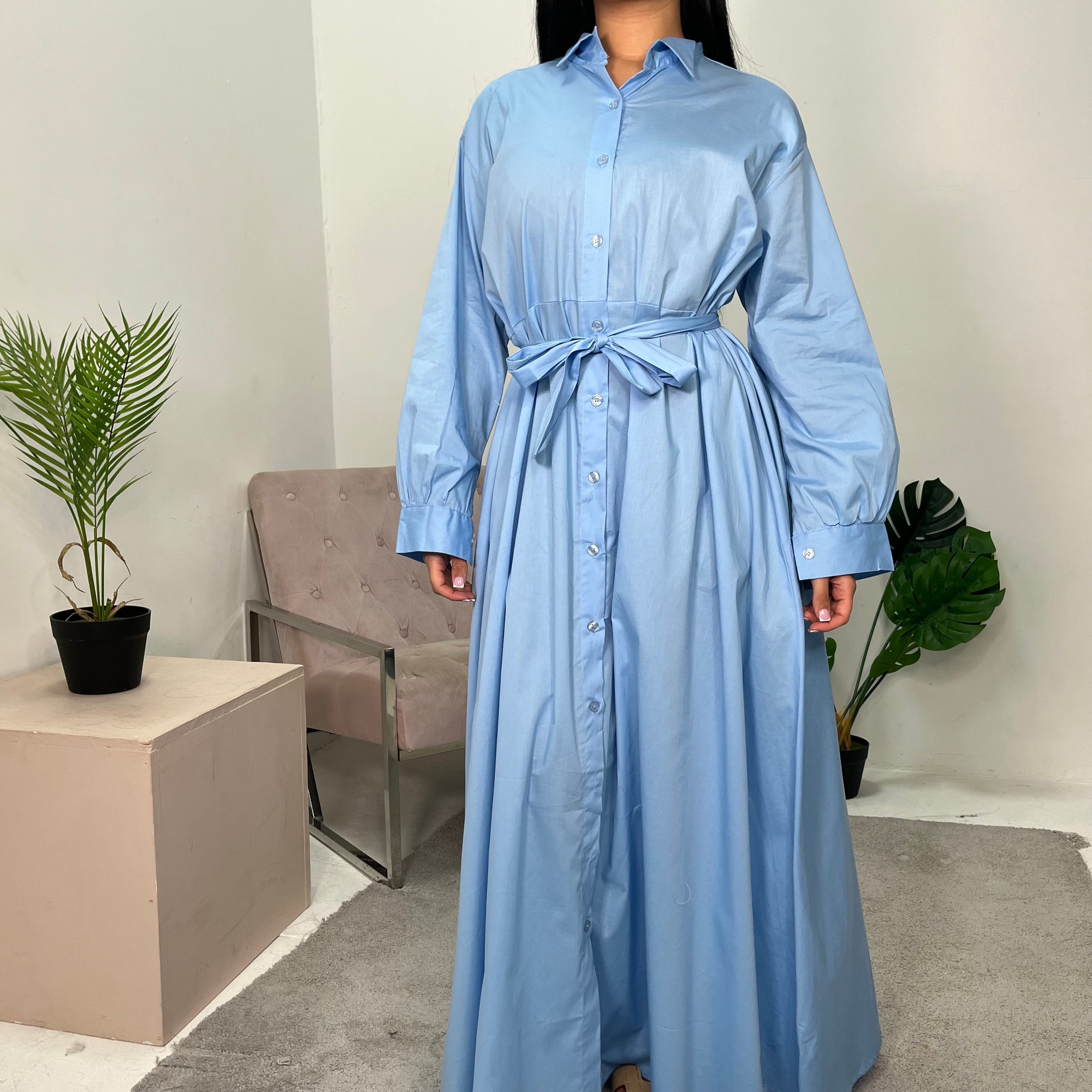 Shirin Blue Oversized Summer Shirt Dress