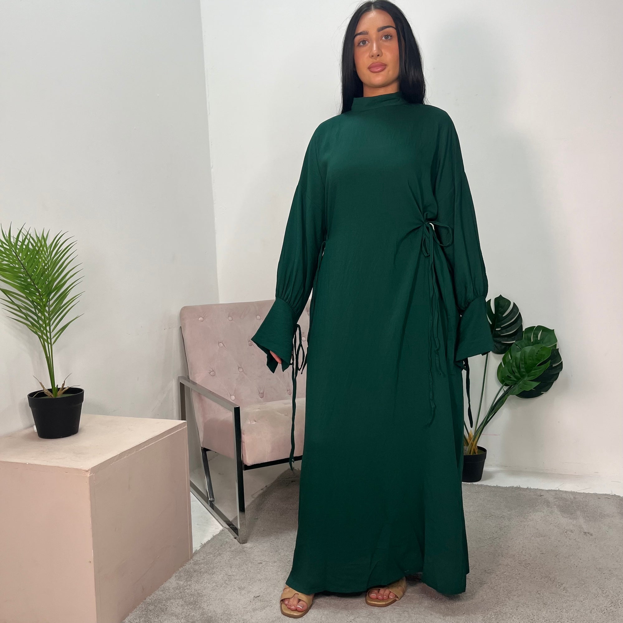 emerald green high neck dress Emerald Silk Long Sleeve Maxi Dress | Silk Turtleneck Dress | Emerald Green Formal Dress