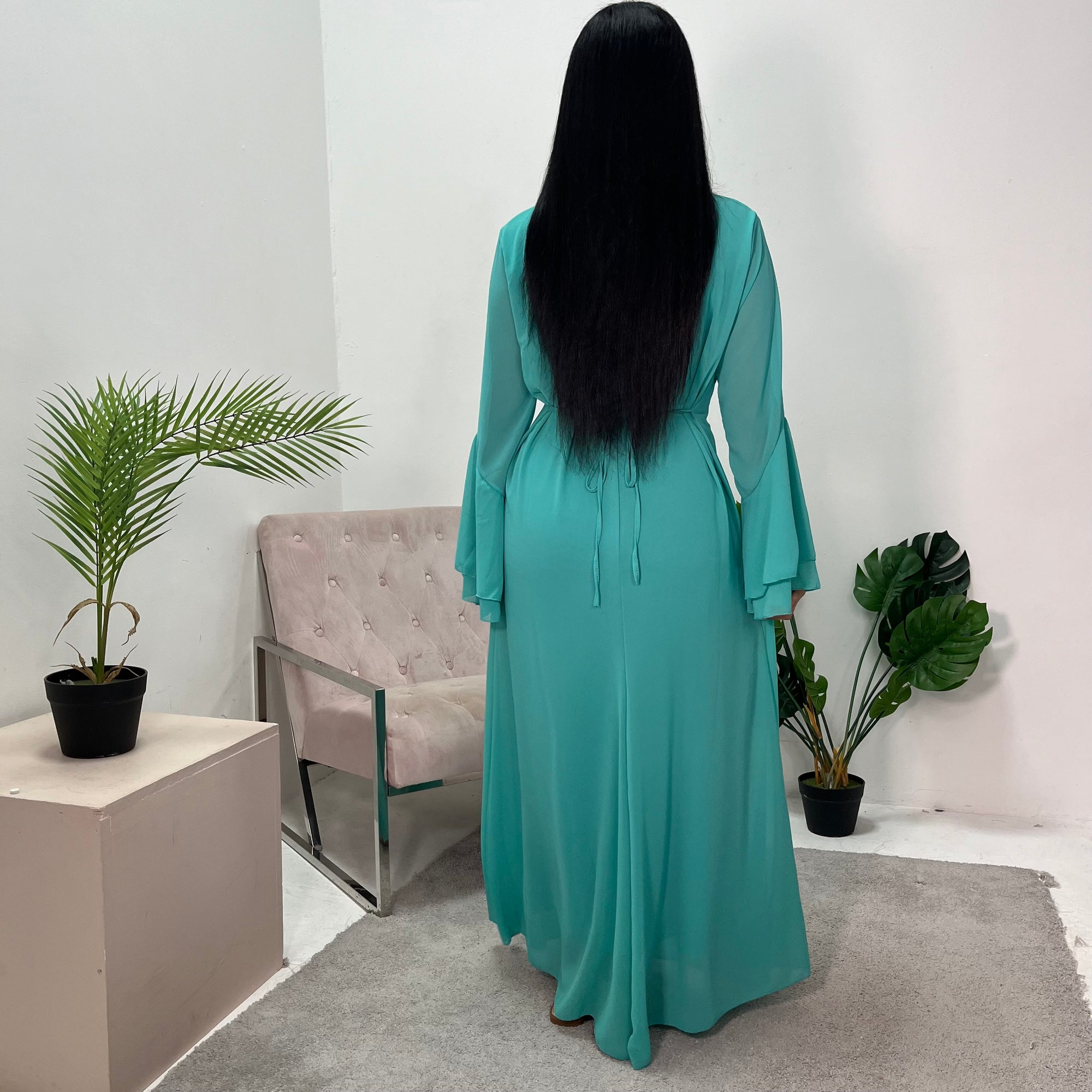Anika Turquoise Premium Lined Chiffon Summer Dress House Of Haniya Anika Turquoise Premium Lined Chiffon Summer Dress House Of Haniya