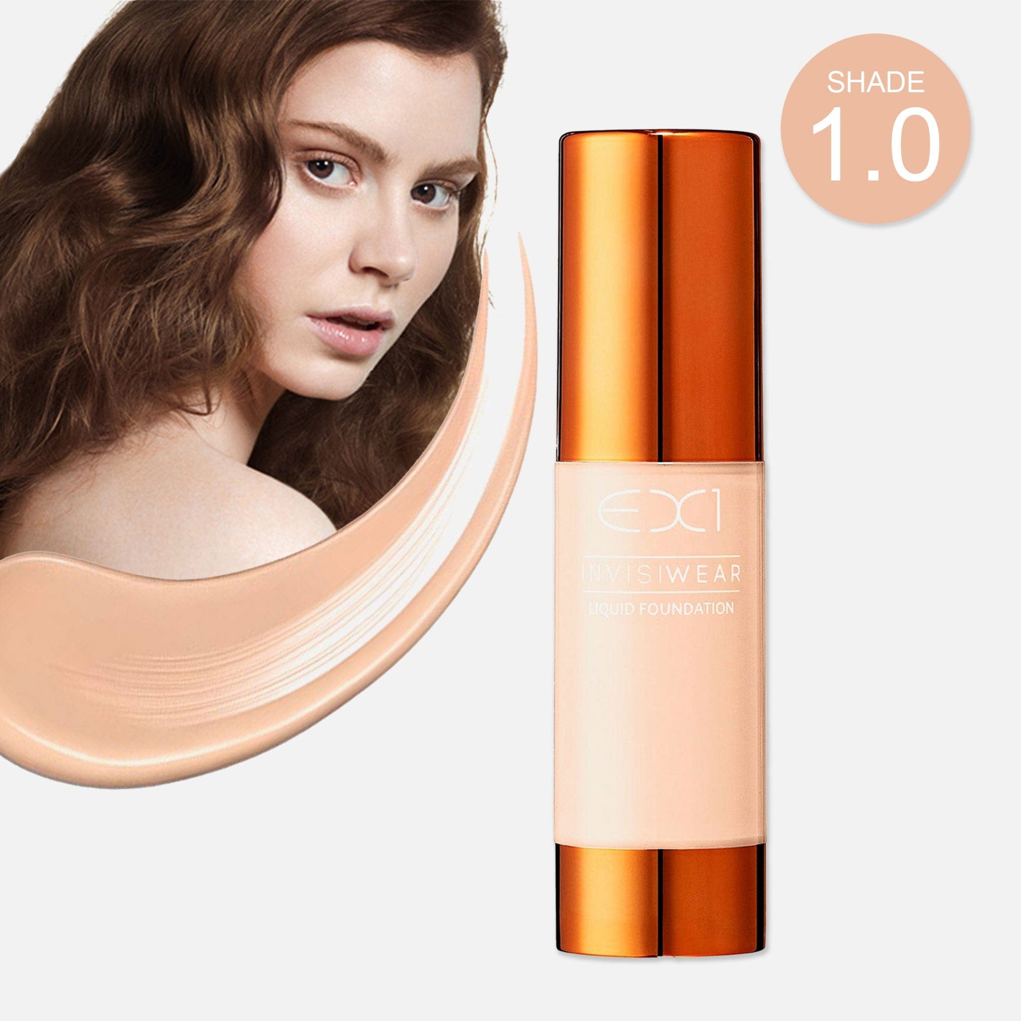 EX1 Cosmetics - Invisiwear Liquid Foundation - Lightweight Coverage Makeup Oil Free