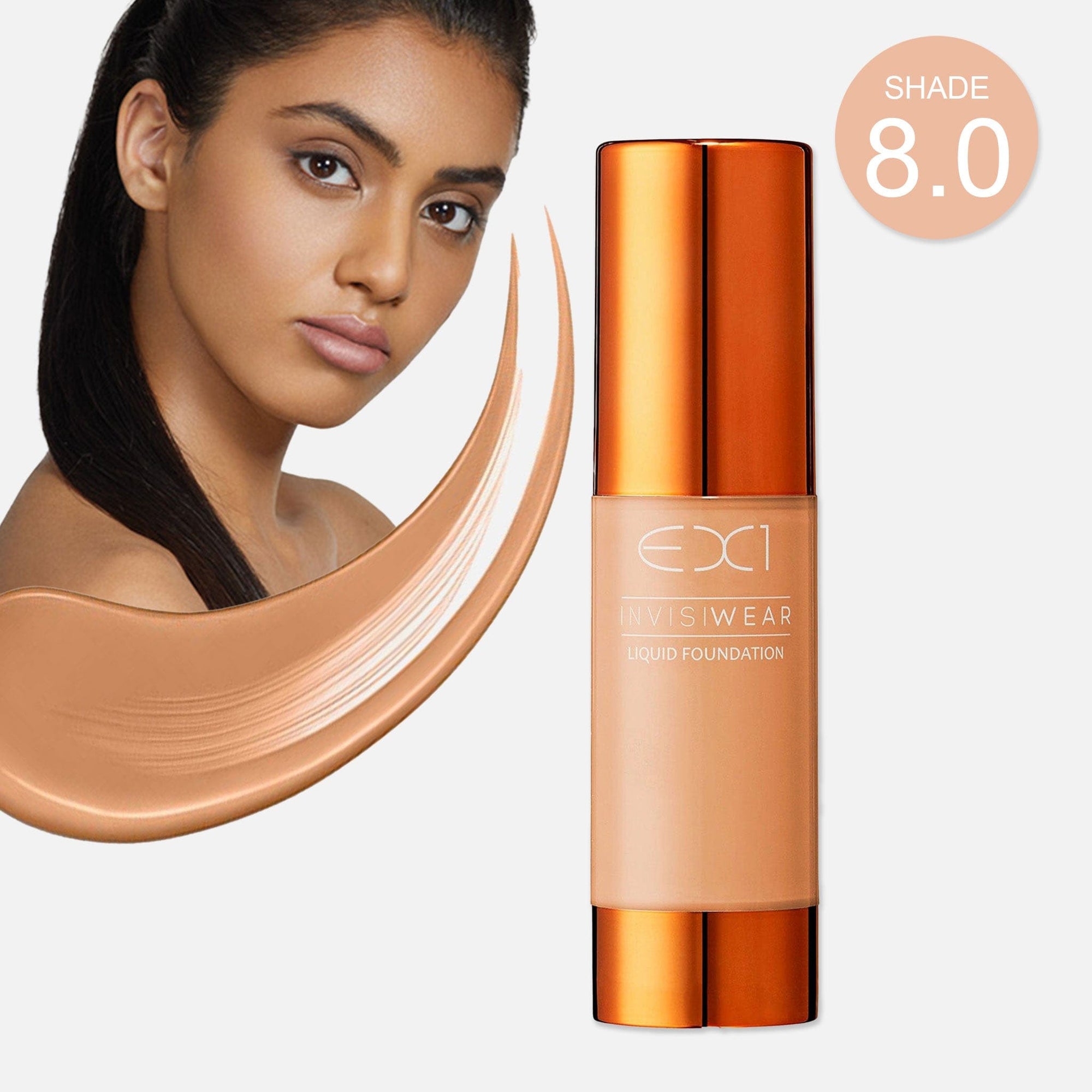 EX1 Cosmetics - Invisiwear Liquid Foundation - Lightweight Coverage Makeup Oil Free