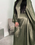 Arita Khaki Textured Shimmer Kaftan Dress
