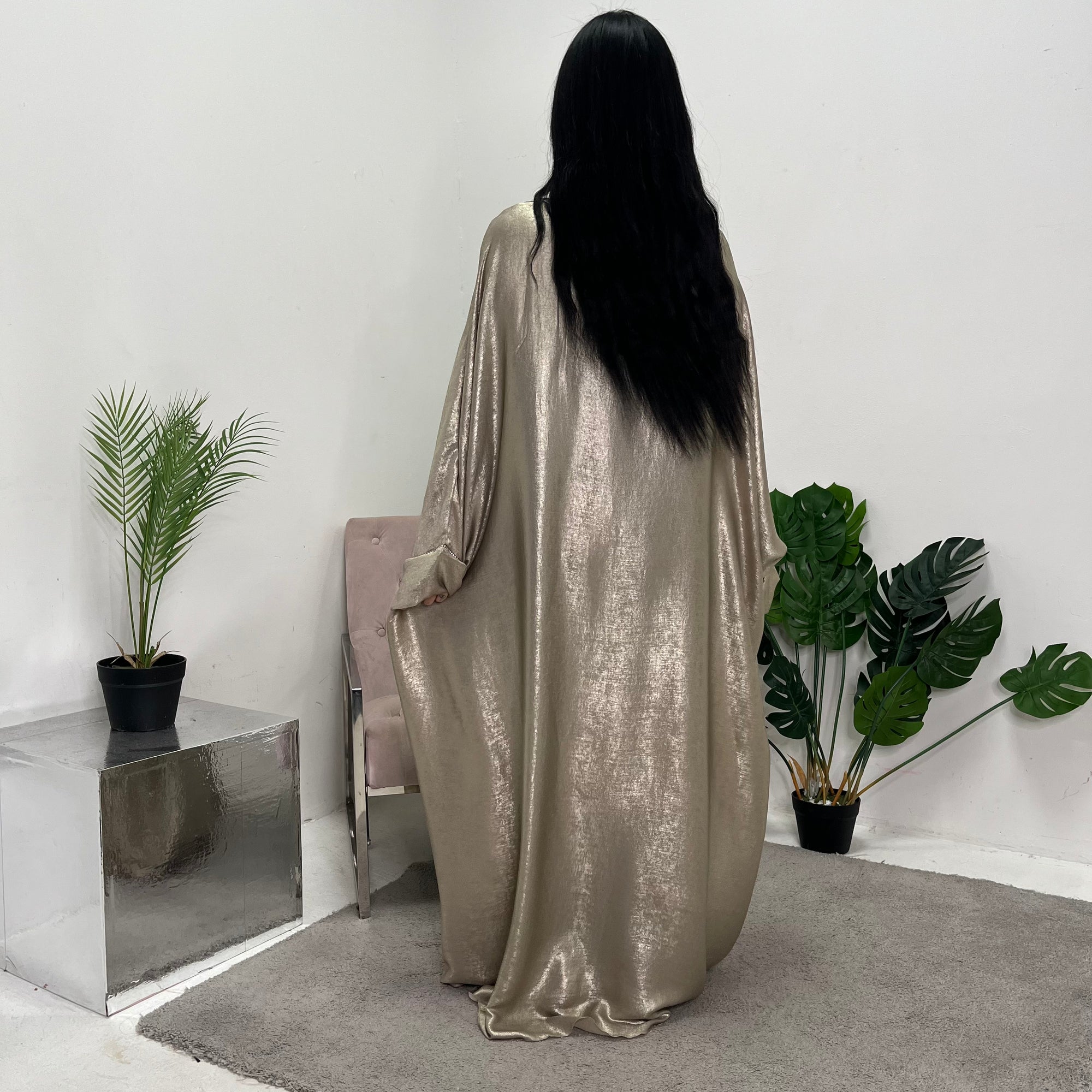 Licia Gold Metallic Sequin Sleeve Modest Kaftan Dress House Of Haniya Licia Gold Metallic Sequin Sleeve Modest Kaftan Dress House Of Haniya