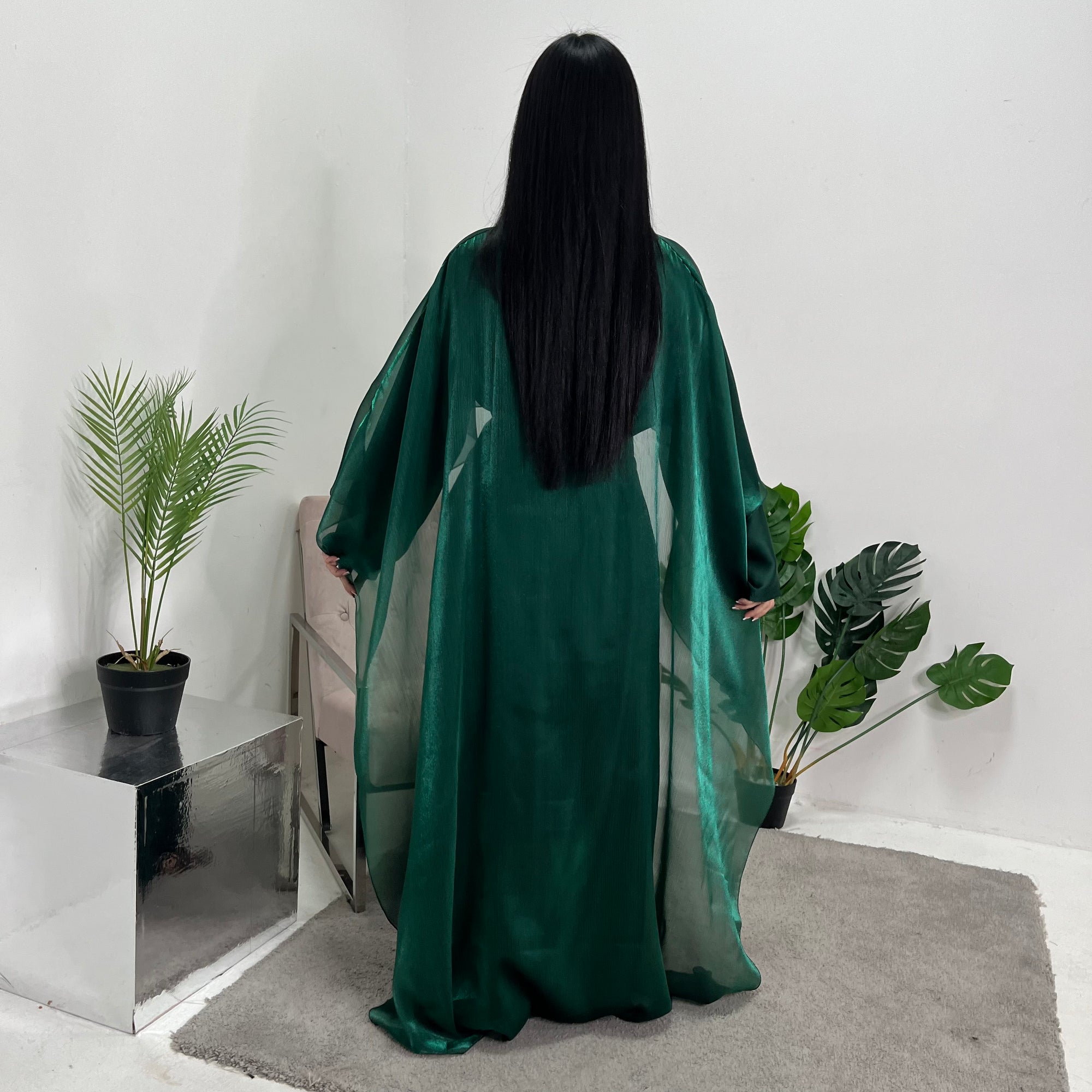 Miranda Emerald Green Two Piece Satin Dress With Mesh Cape House Of Haniya Miranda Emerald Green Two Piece Satin Dress With Mesh Cape House Of Haniya
