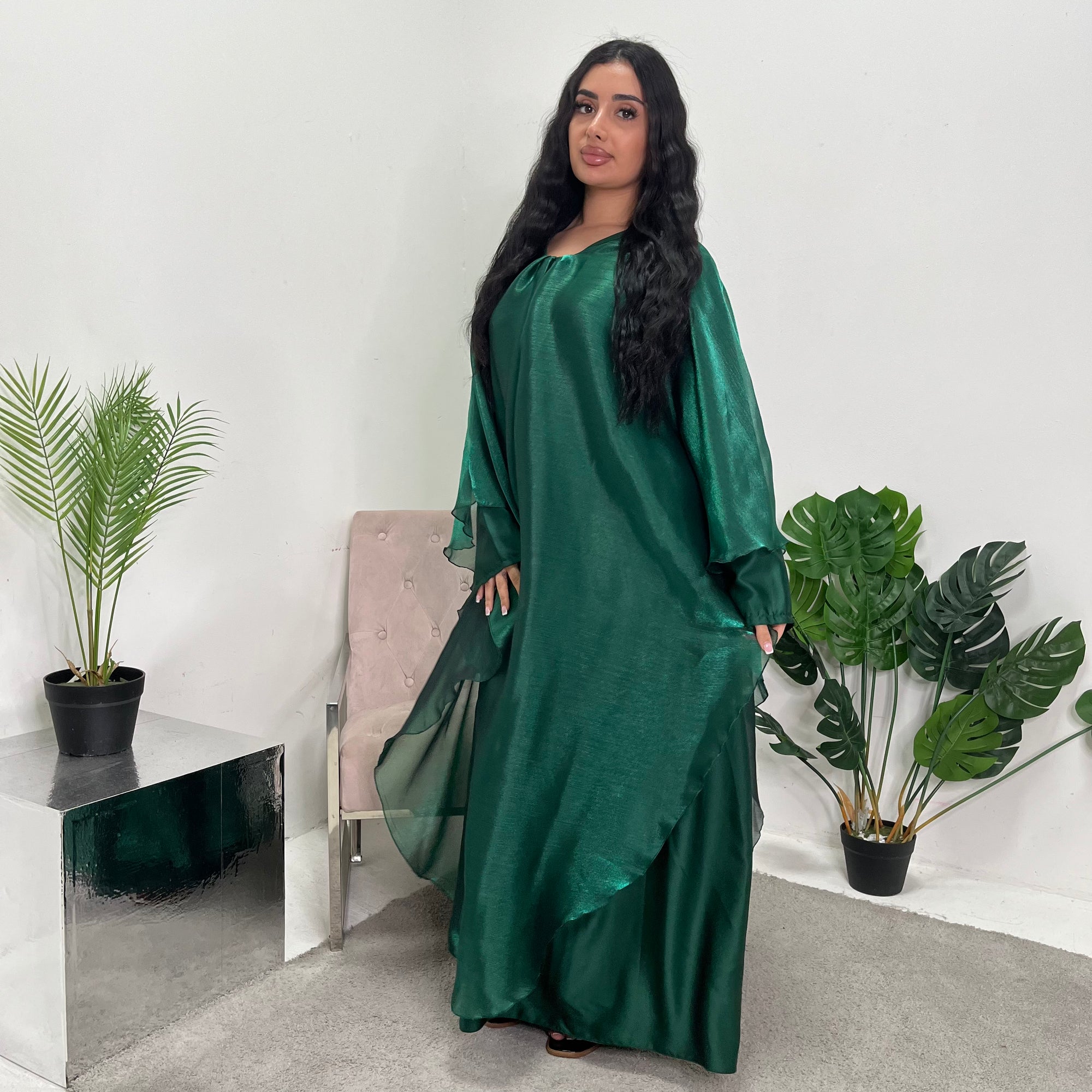 mesh kaftan dress Embroidered Sheer Mesh Kaftan Dress In WHITE
