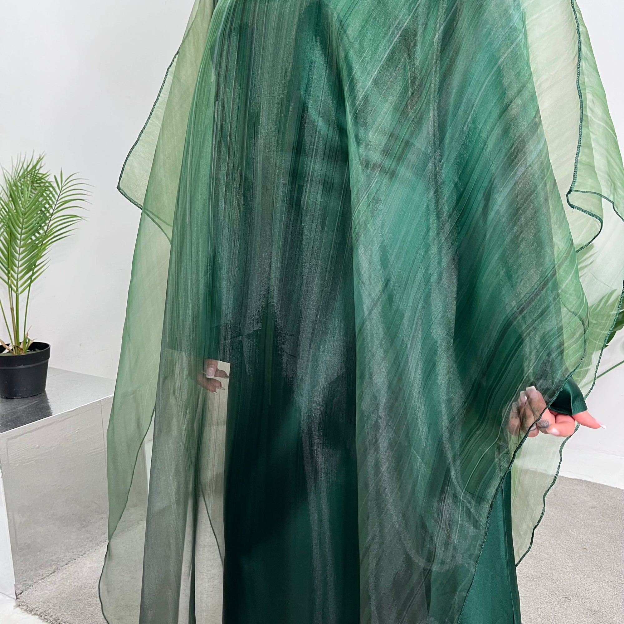 Amina Emerald Green Printed Mesh Overlay Modest Tie Dress House Of Haniya Amina Emerald Green Printed Mesh Overlay Modest Tie Dress House Of Haniya