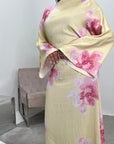 Falon Yellow Linen Modest Summer Floral Dress