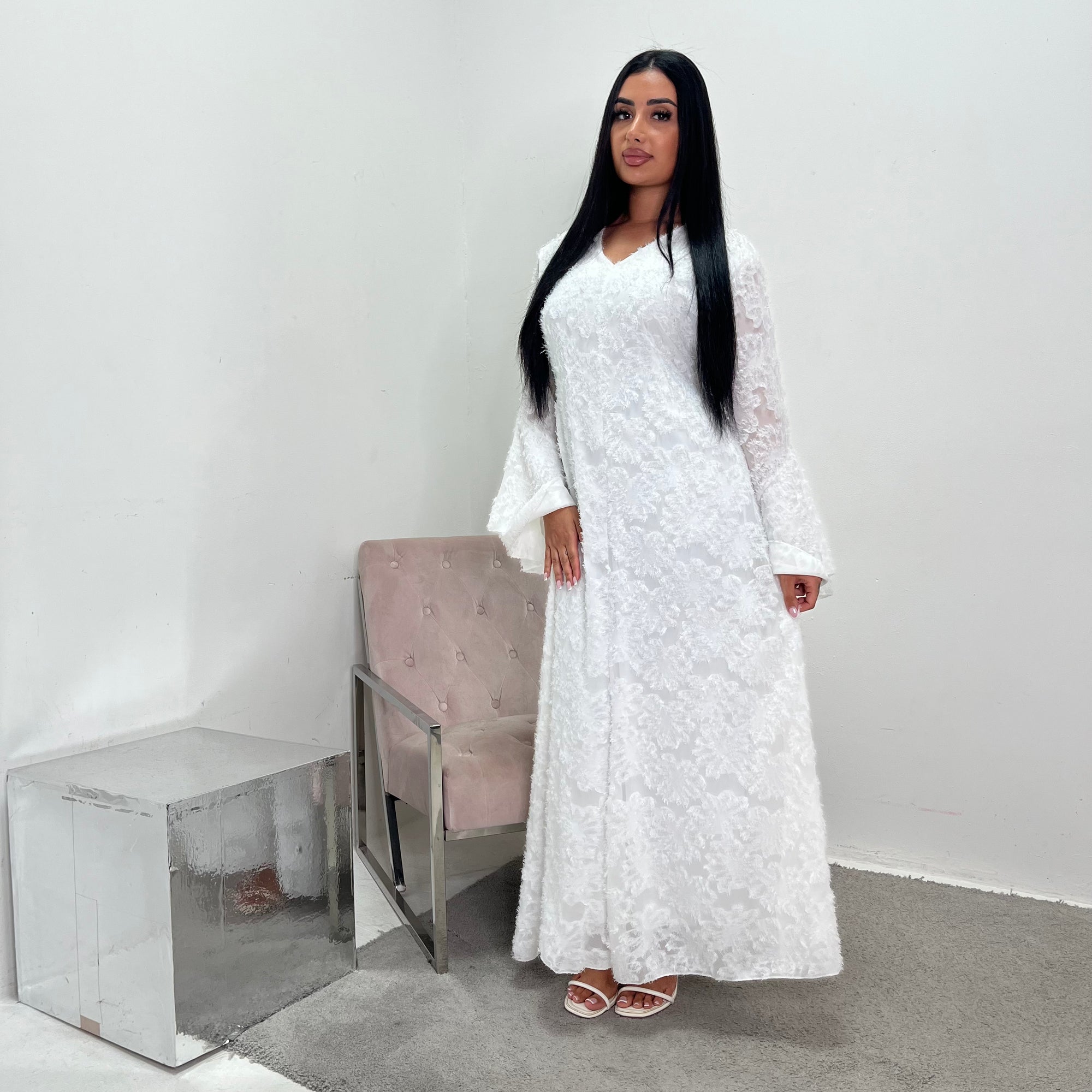 Naira White Modest Lined Summer V Neck Flare Sleeve Tie Back Dress House Of Haniya Naira White Modest Lined Summer V Neck Flare Sleeve Tie Back Dress House Of Haniya