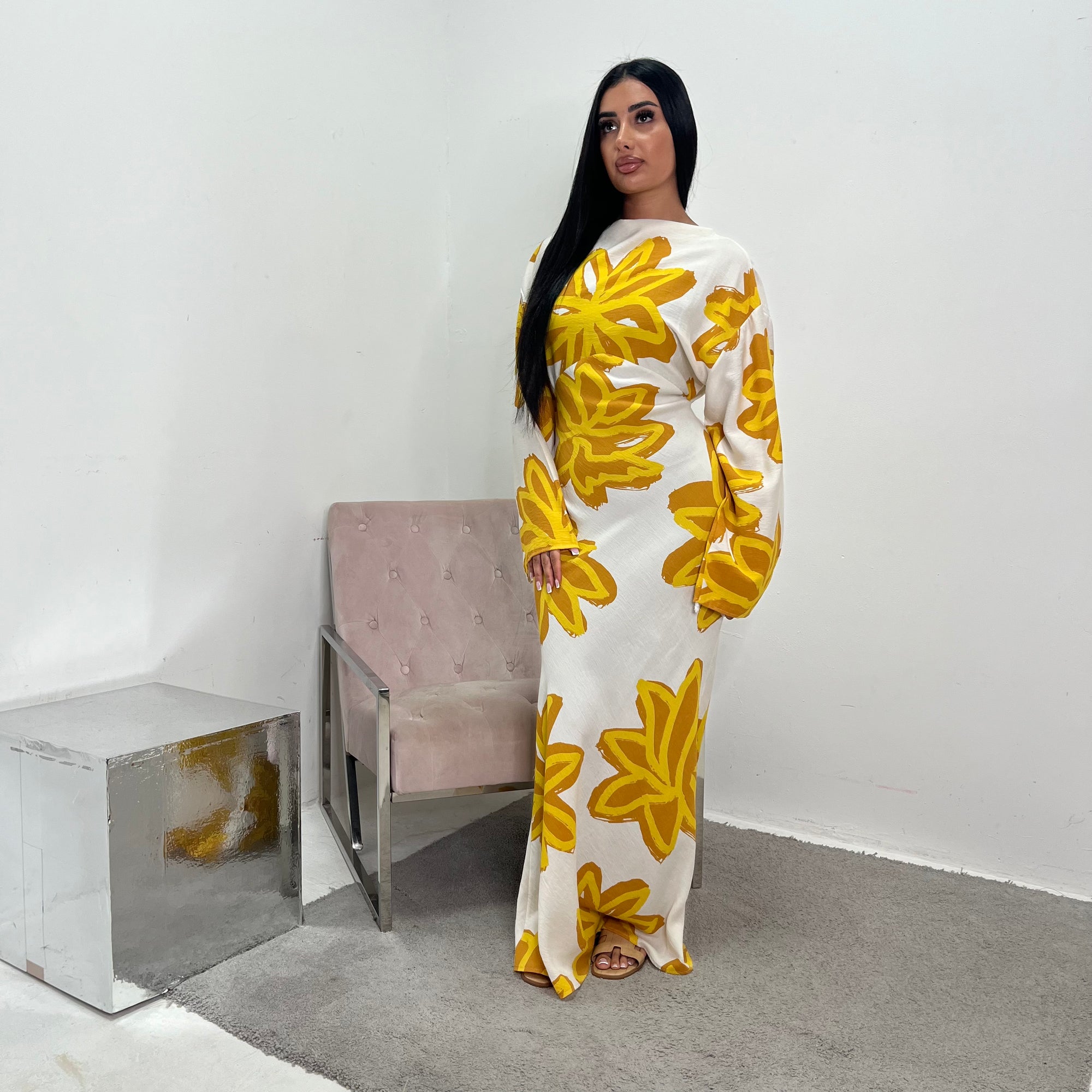 yellow linen summer dress Handmade Yellow Linen Dress: Embroidered Floral Summer Clothing