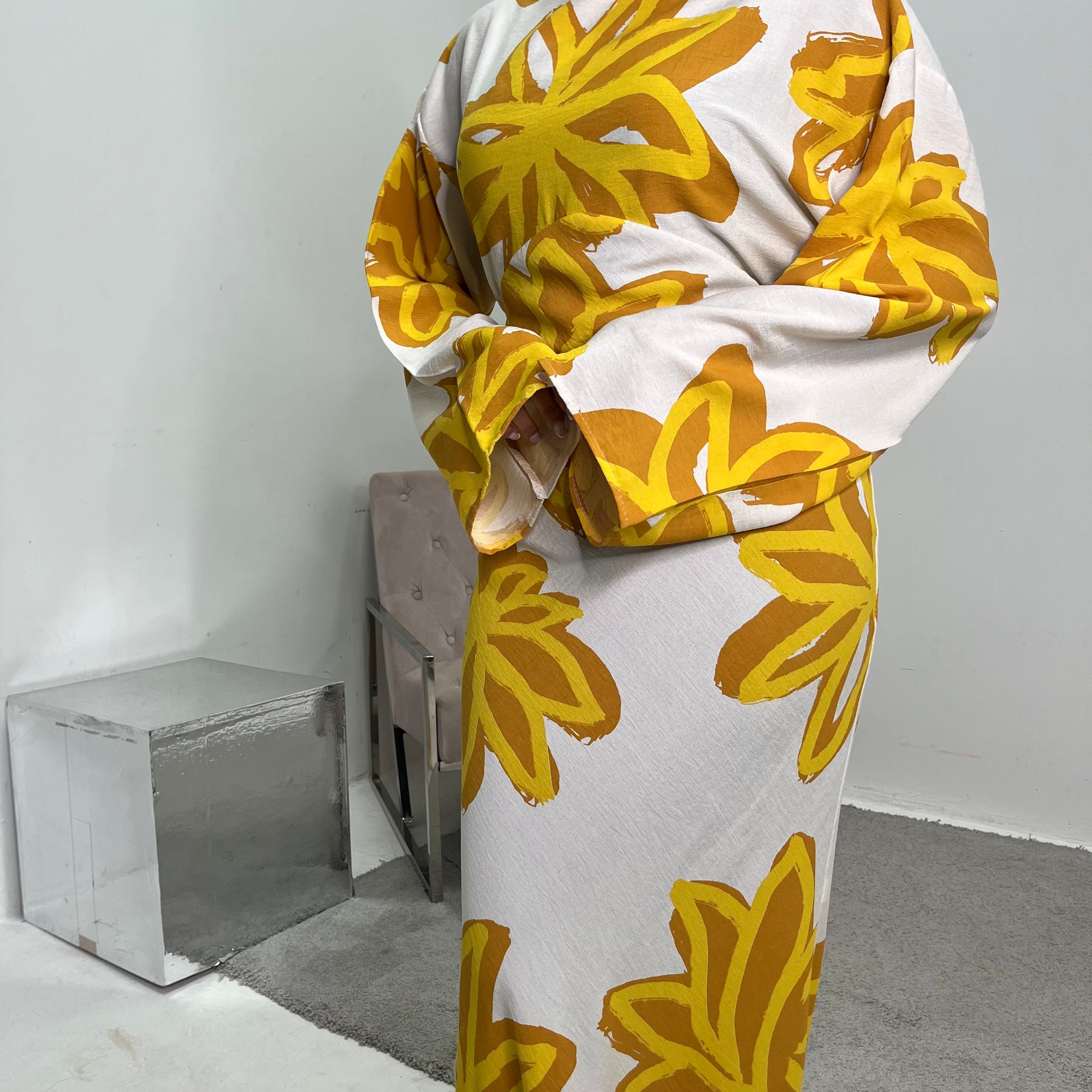 Zuri Yellow Linen Summer Floral Modest Dress House Of Haniya Zuri Yellow Linen Summer Floral Modest Dress House Of Haniya